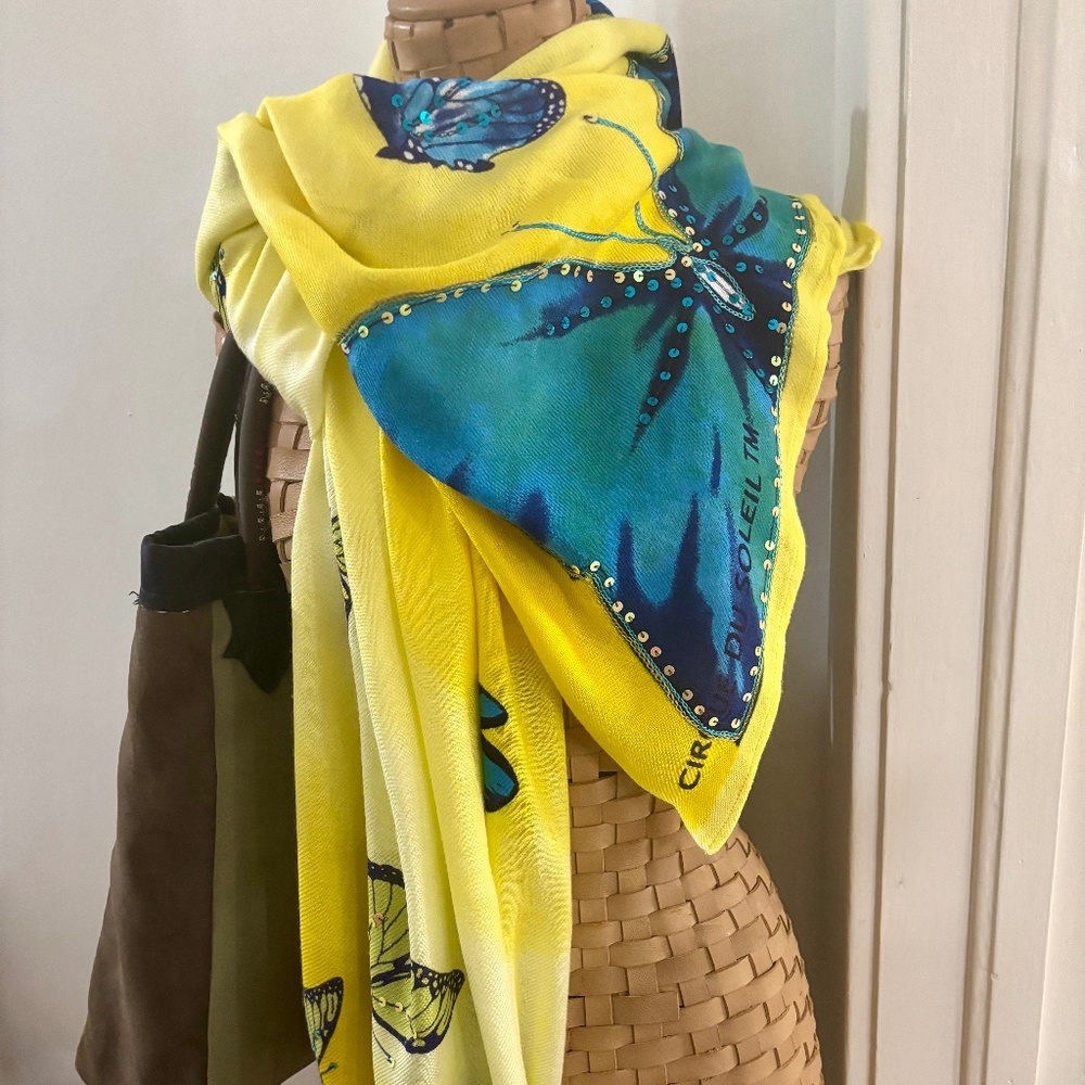 5' x 2' AUTHENTIC Cirque du Soleil Butterfly Scarf with some sequins